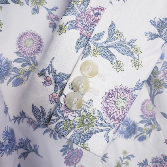 Loft Petites Sz 4P Floral Print Jacket Cotton Blend One Button Collared Workwear - Picture 11 of 12
